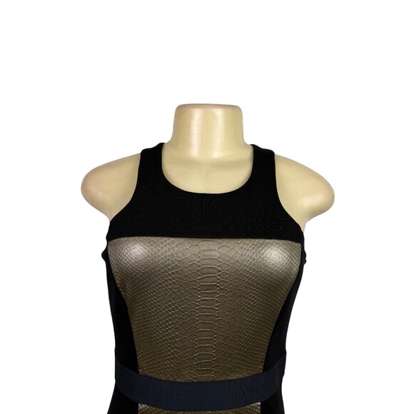 Bailey 44 Womens Black & Gold Faux Snakeskin Bodycon Sleeveless Mini Dress Size - Picture 5 of 10